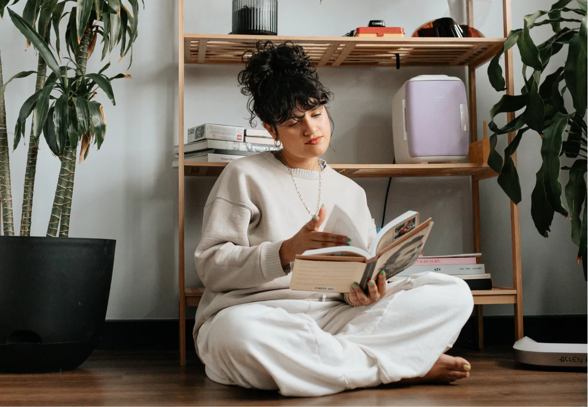 a girl reading a book