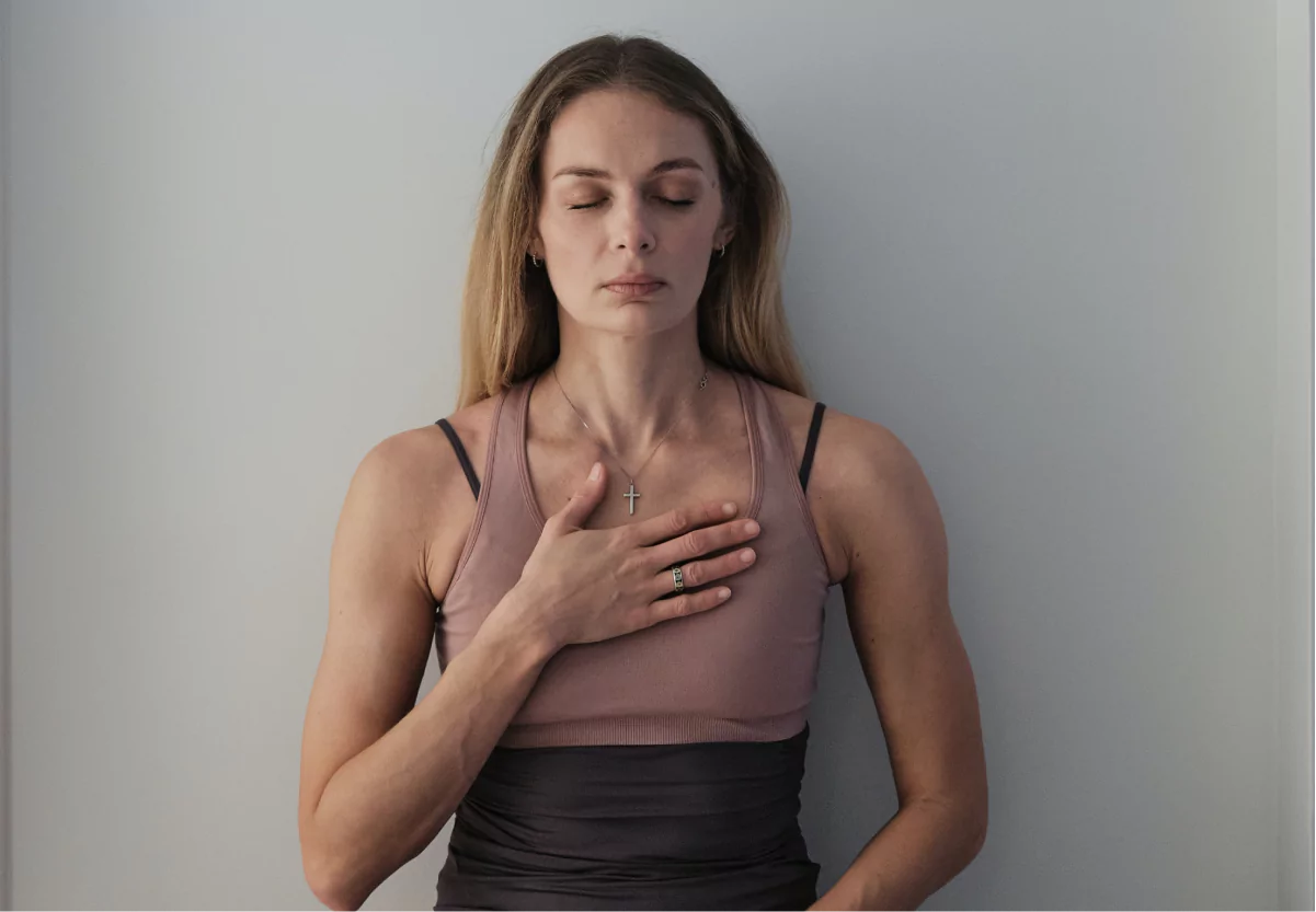 a girl meditating