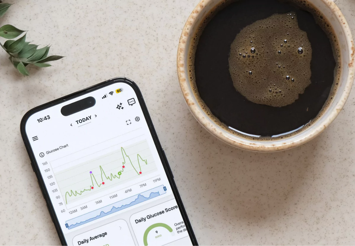 the nutrsense app and a cup of coffee