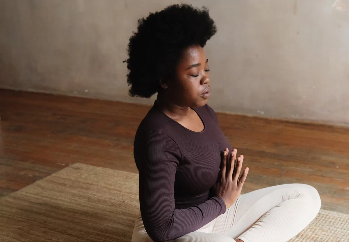 a woman in a yoga pose