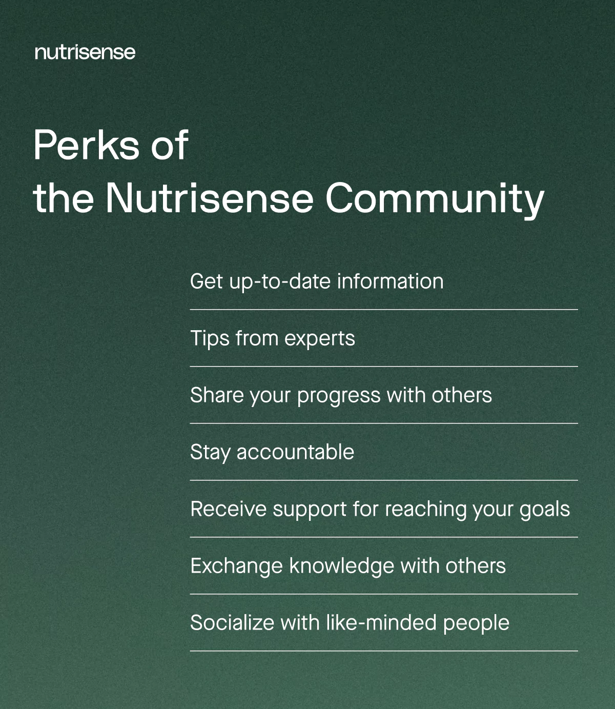 perks and benefits of the nutrisense community