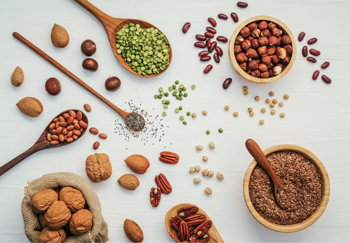 legumes and beans in bowls