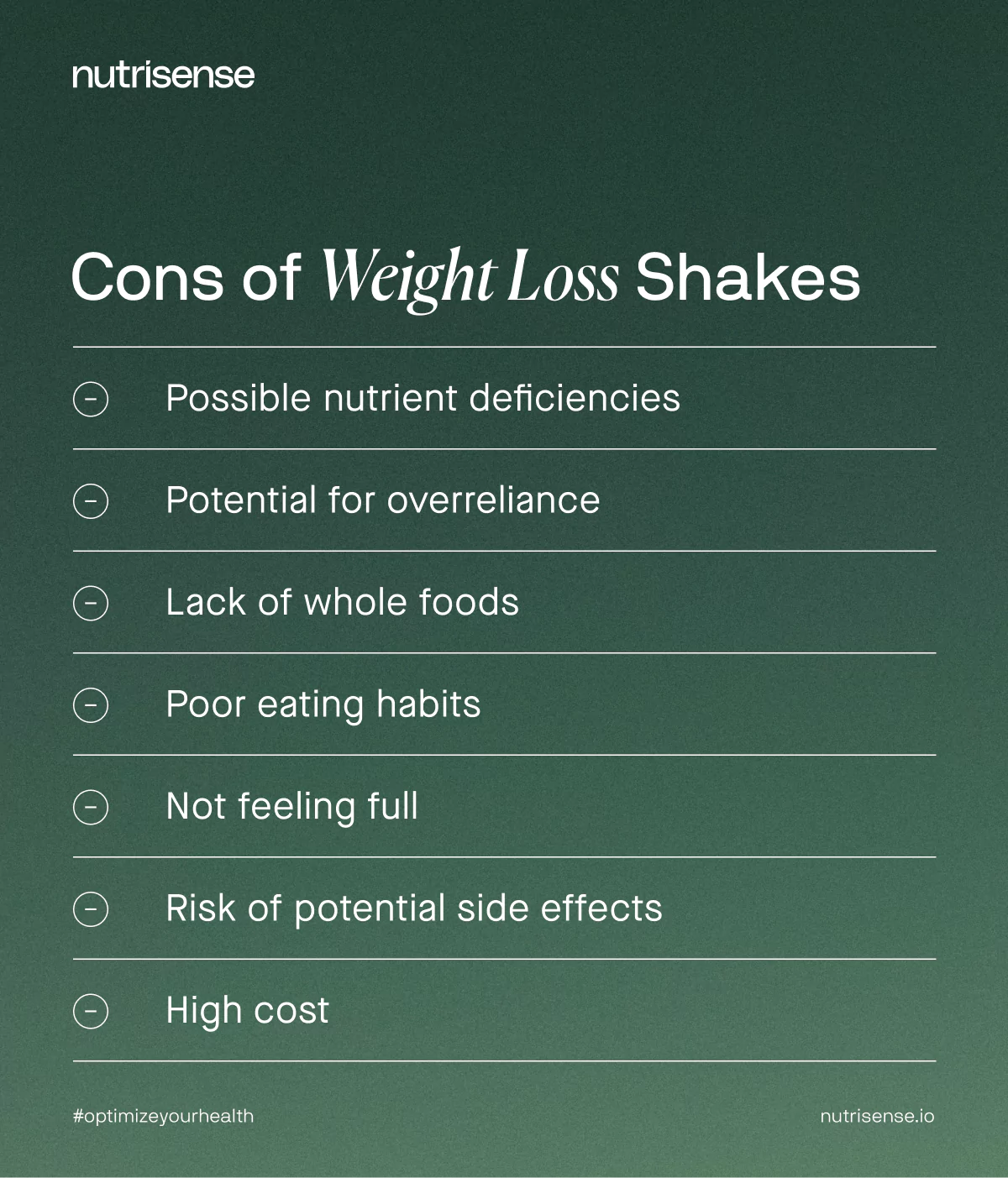 cons of weight loss shakes