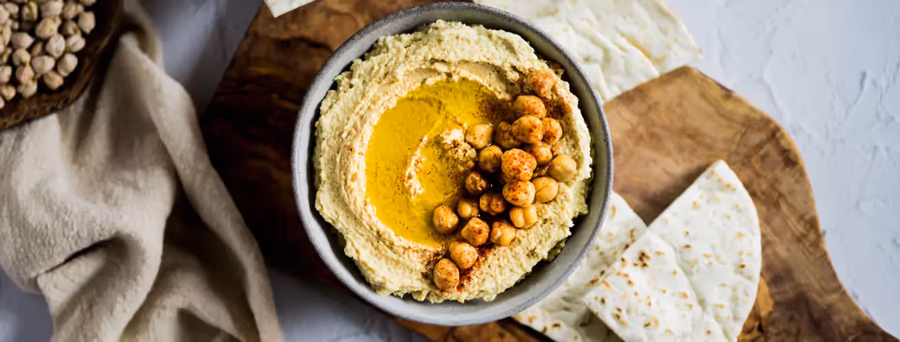 a bowl of hummus