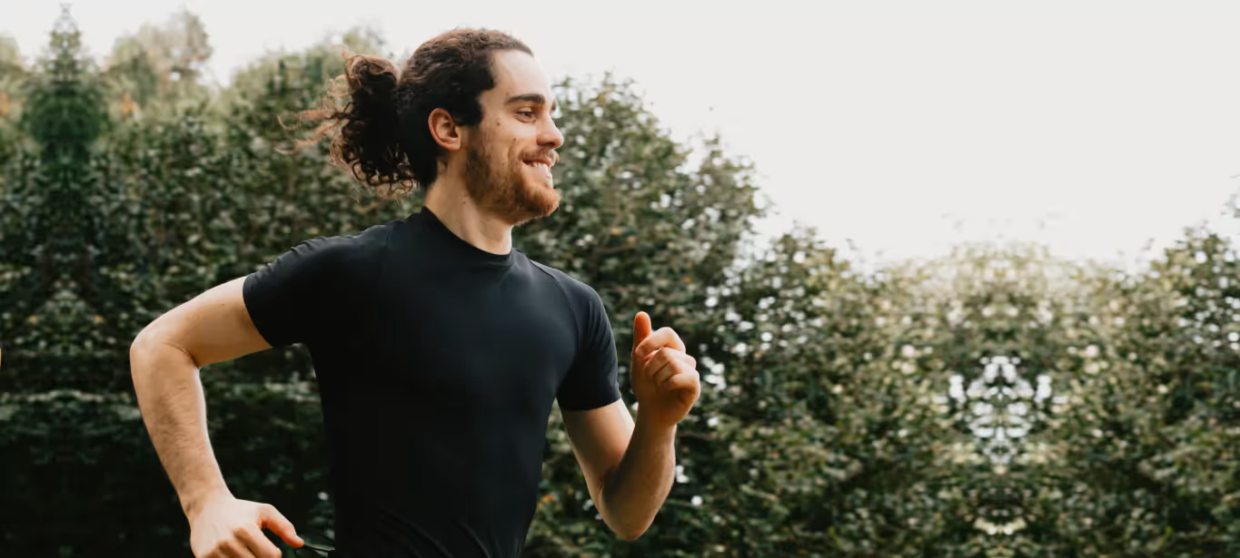 a man running in the park