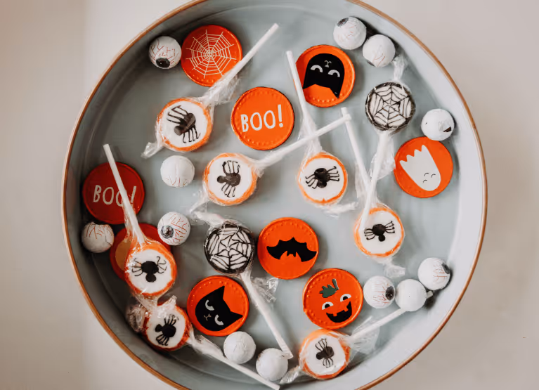 a plate of halloween candy