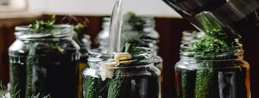 jars of pickled cucumbers