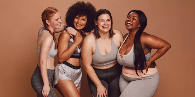 four people who have different sizes