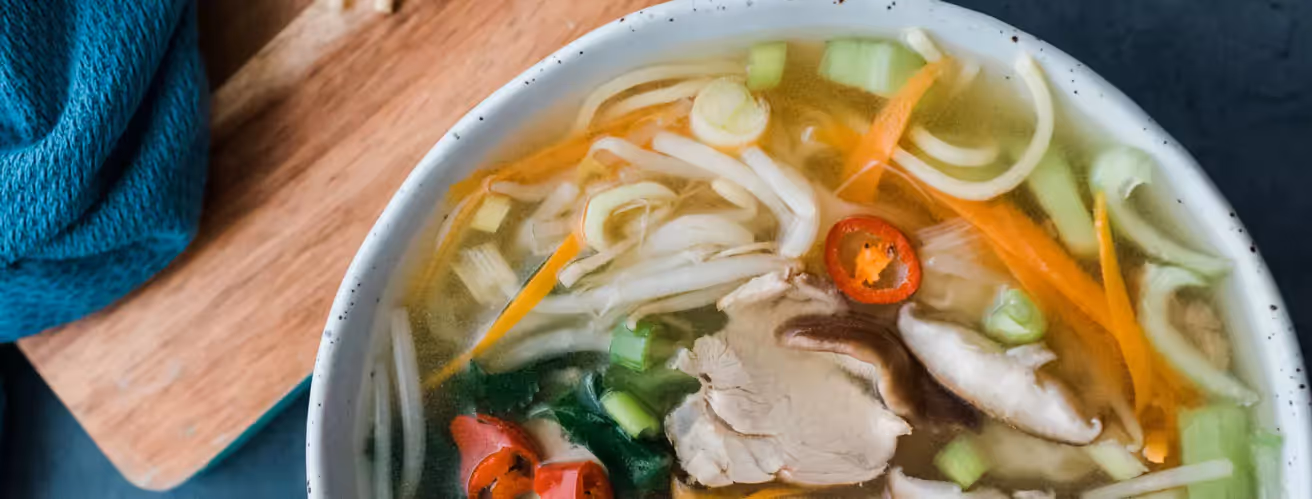 a bowl of veggies and mushroom soup