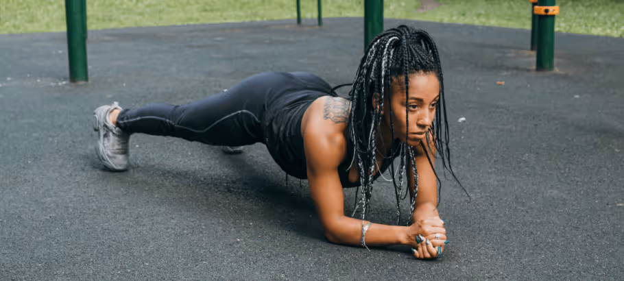 a woman doing a plank