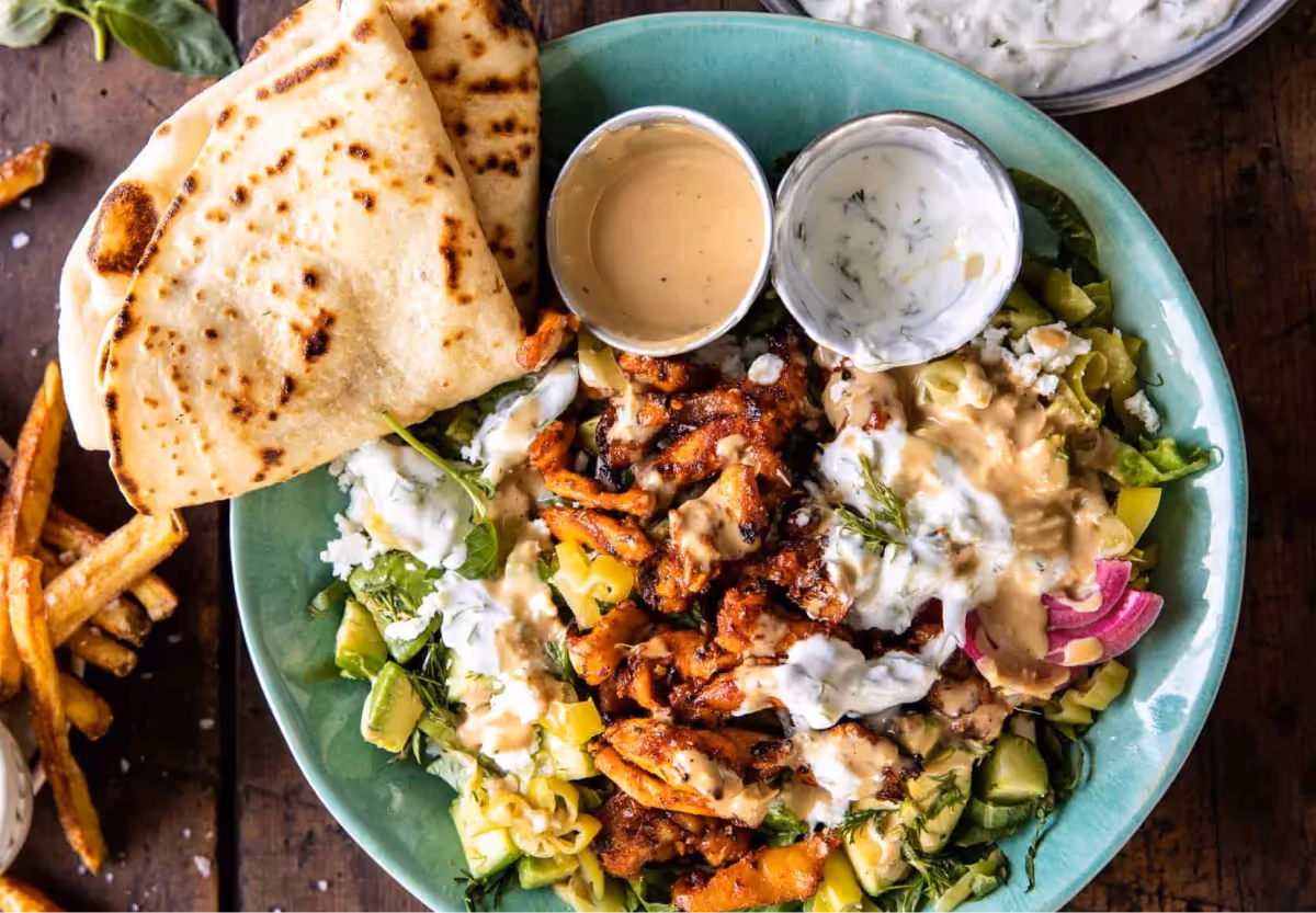 mediterranean chicken buddha bowl