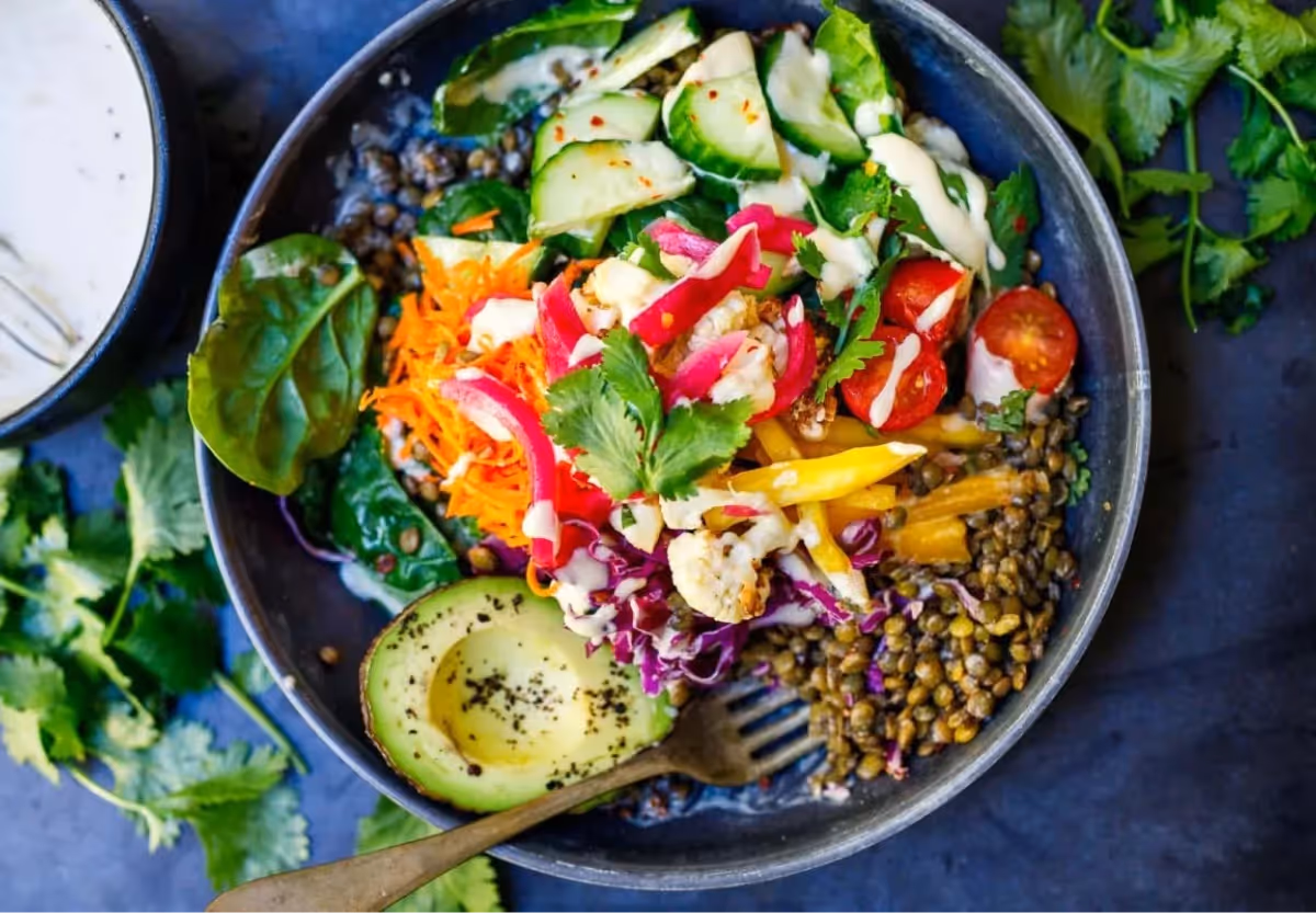 lentil veggie buddha bowl