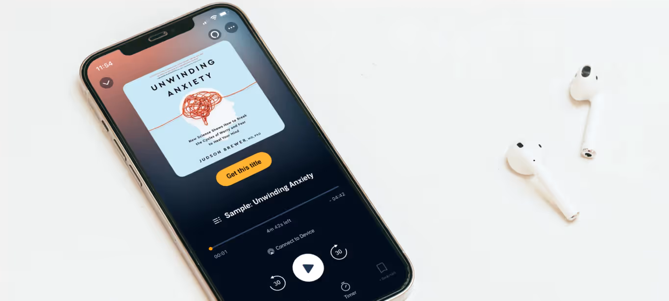 a phone listening to an audiobook