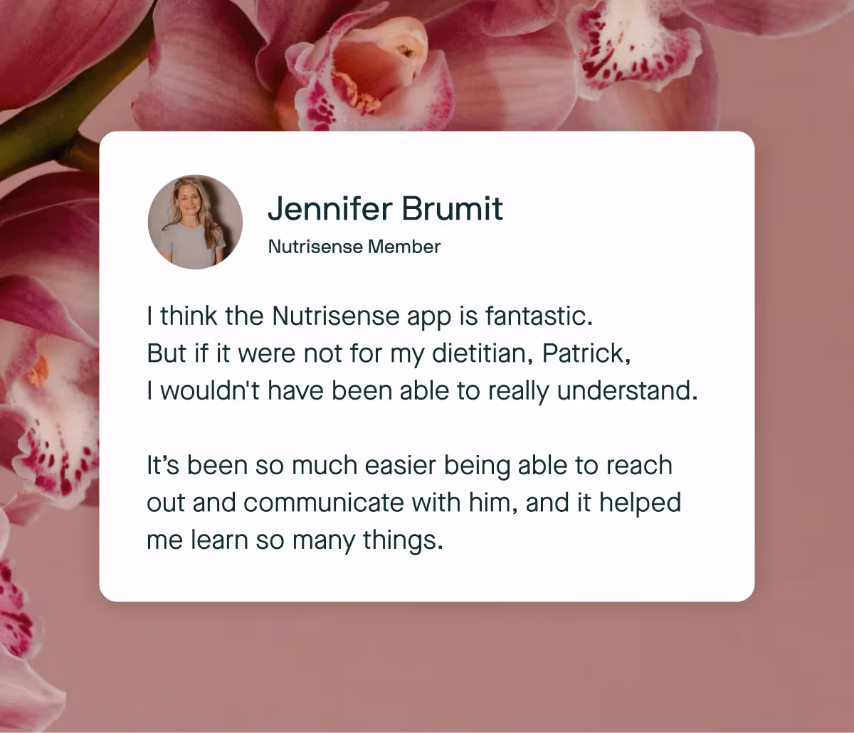 nutrisense member Jennifer Brumit quote