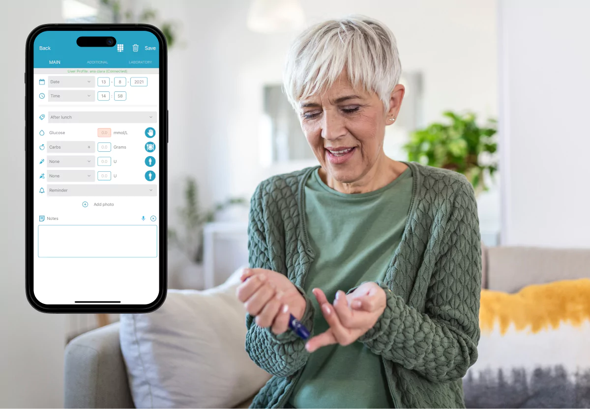 the diabetes m app and an older woman
