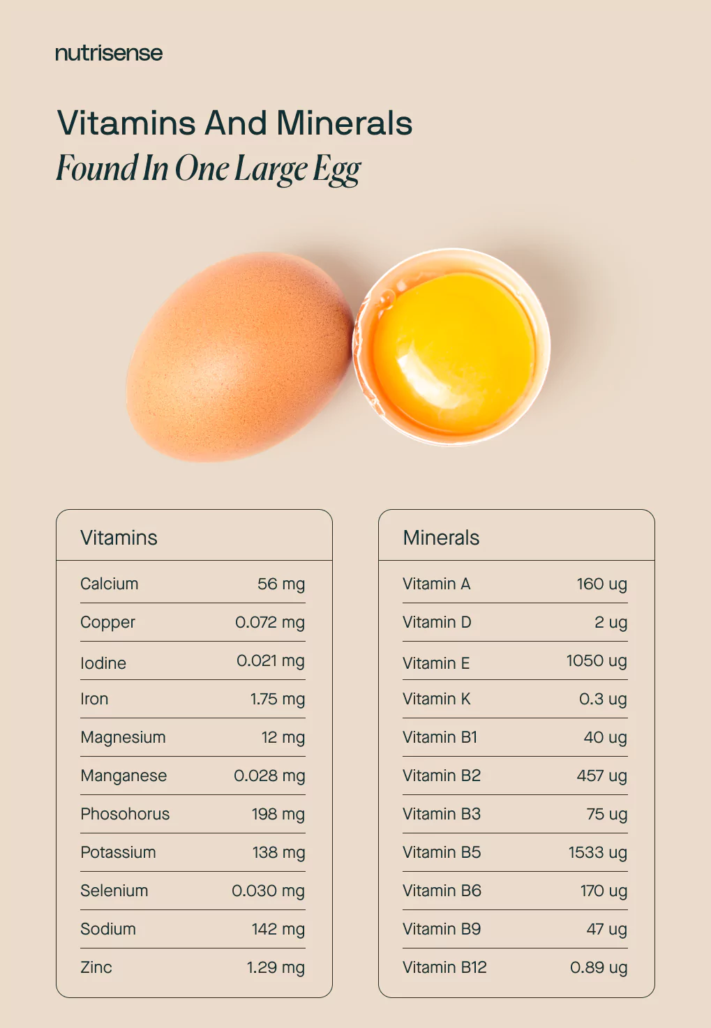 vitamin and mineral content of egg
