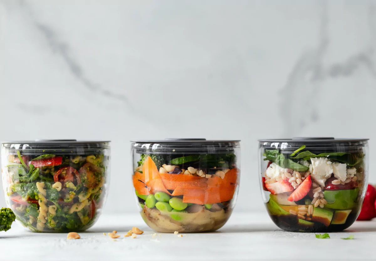 meal prep jars on a table