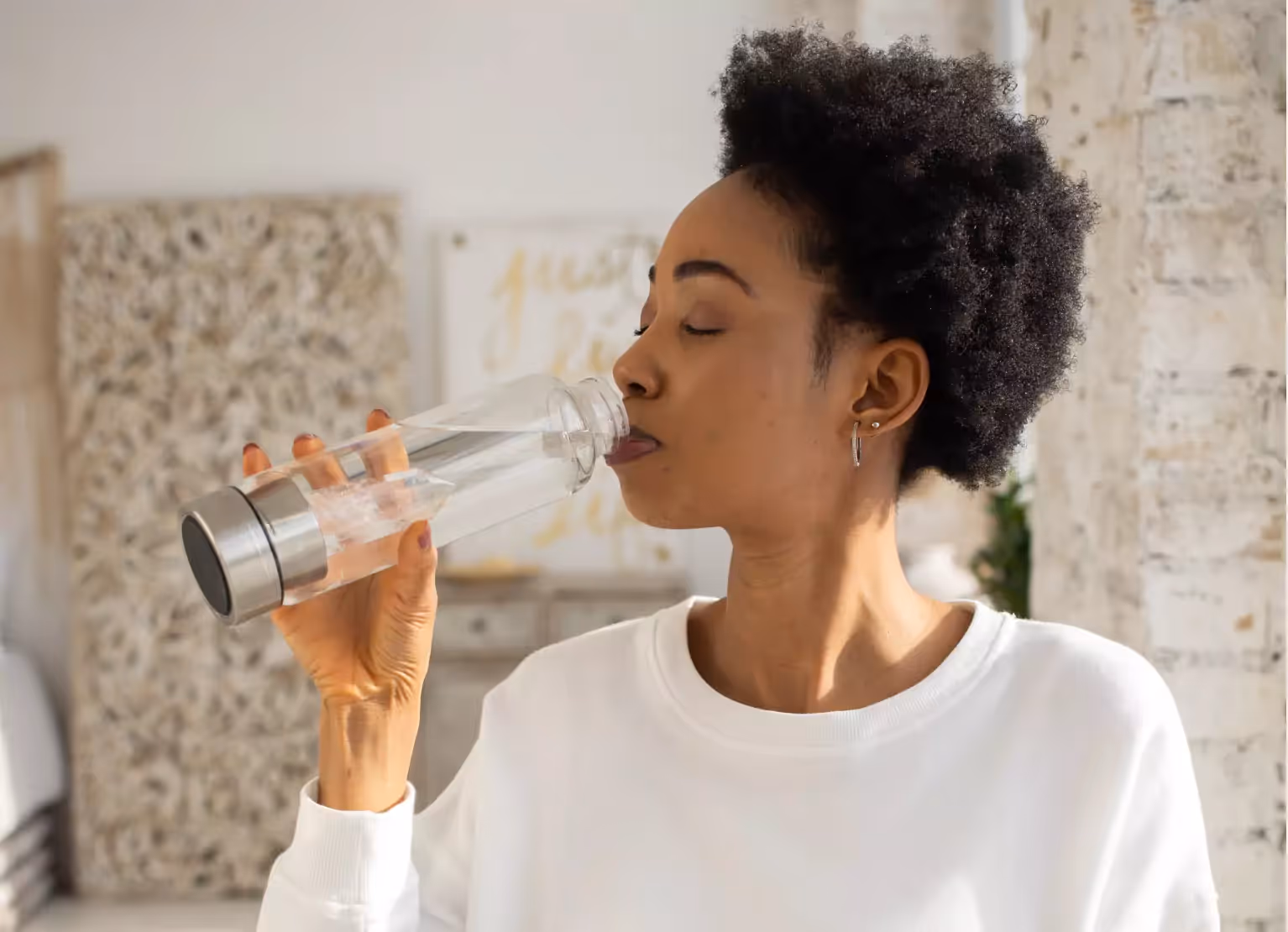 person drinking water