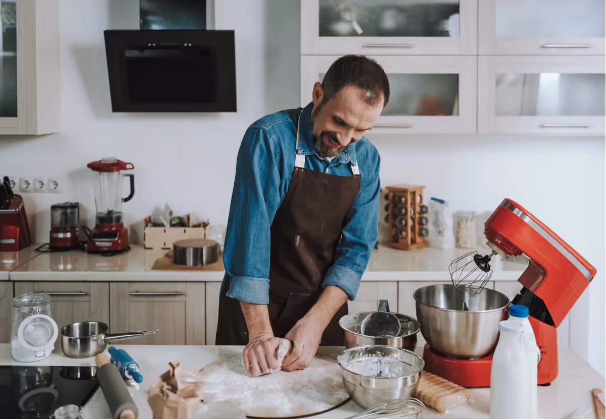 a man cooking in the kitchen