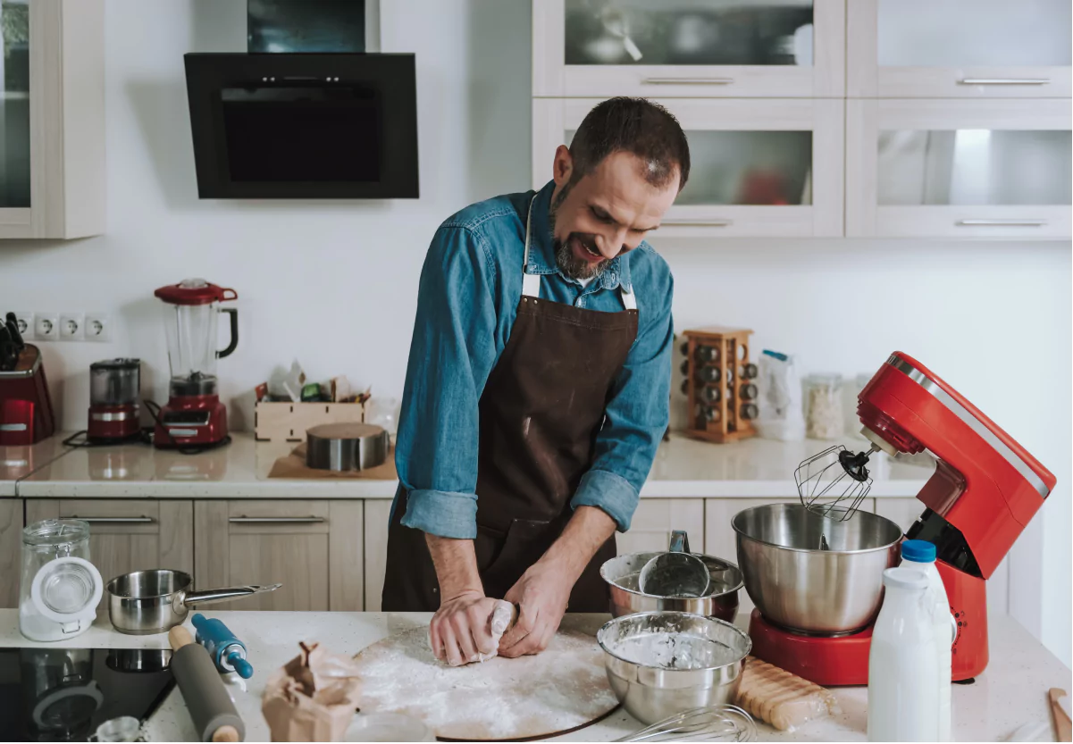 a man cooking in the kitchen