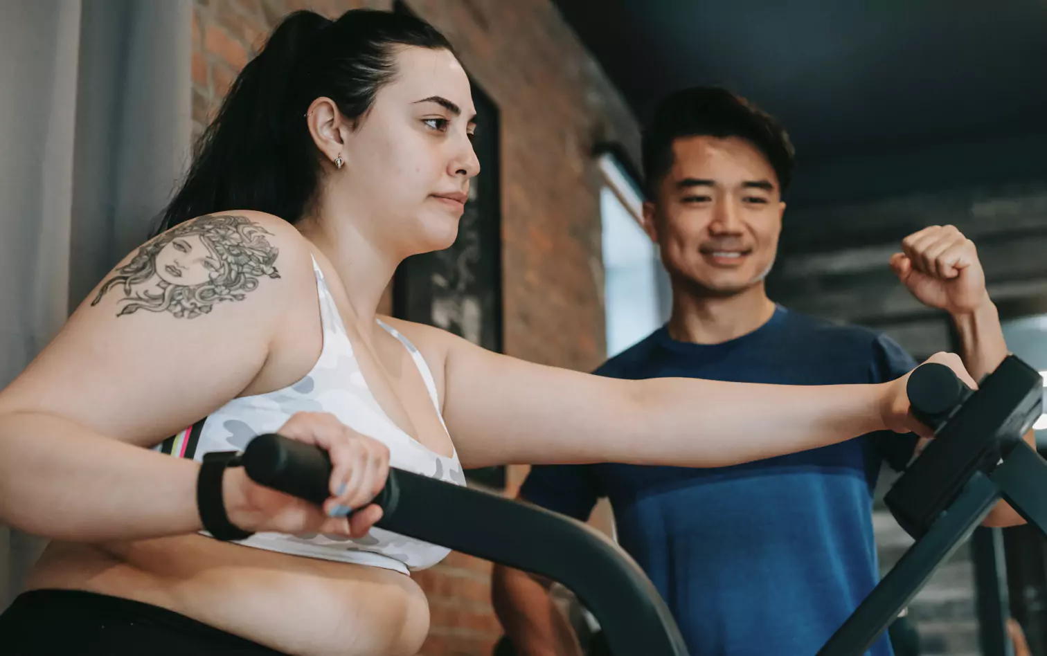 an overweight person working out in the ym