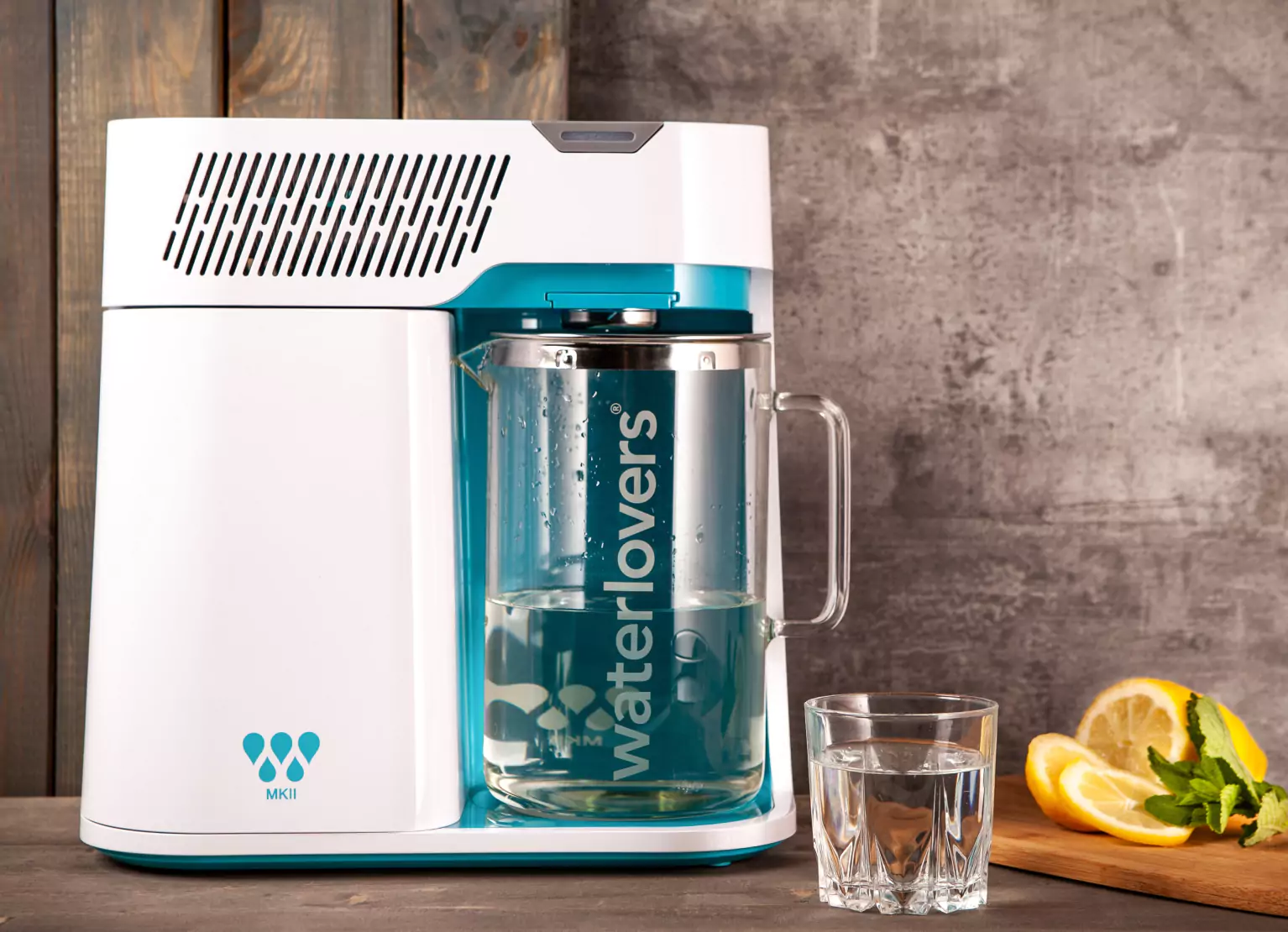 Water filter on a table