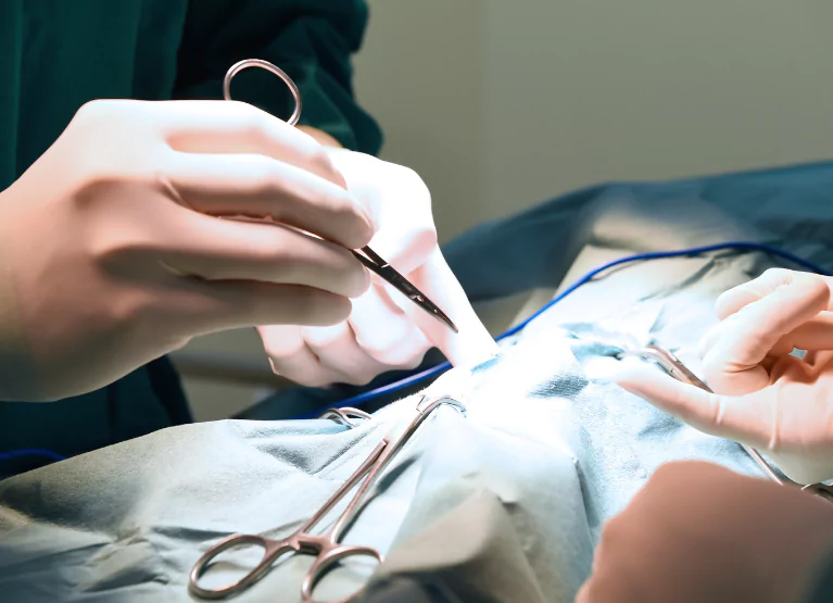 A surgeon in the operating room