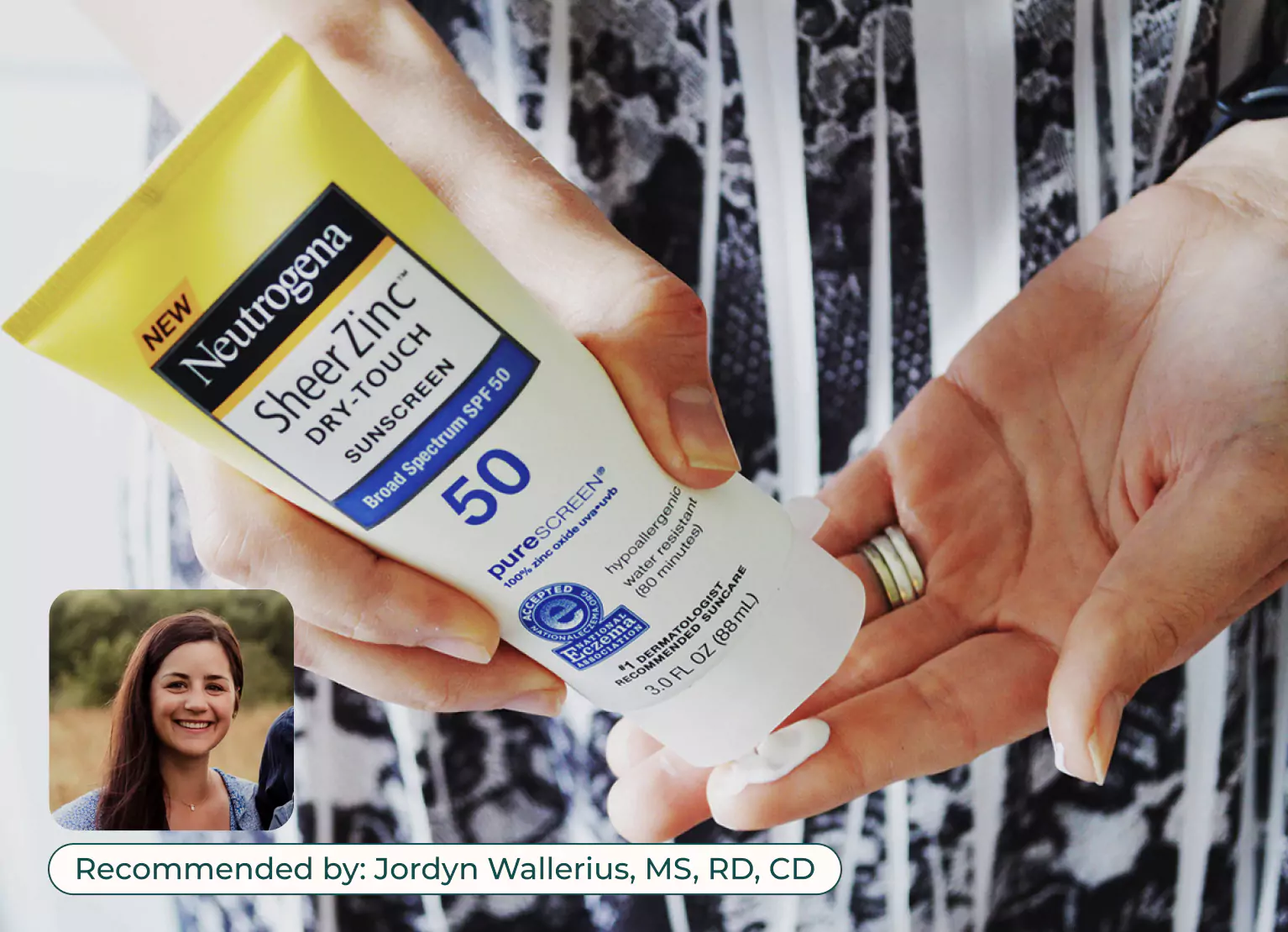 Applying Neutrogena sunscreen