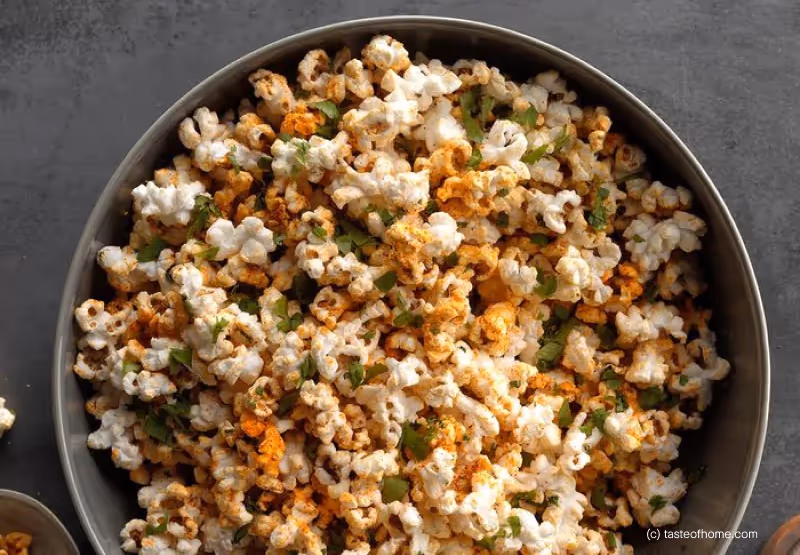 a bowl of tex mex popcorn