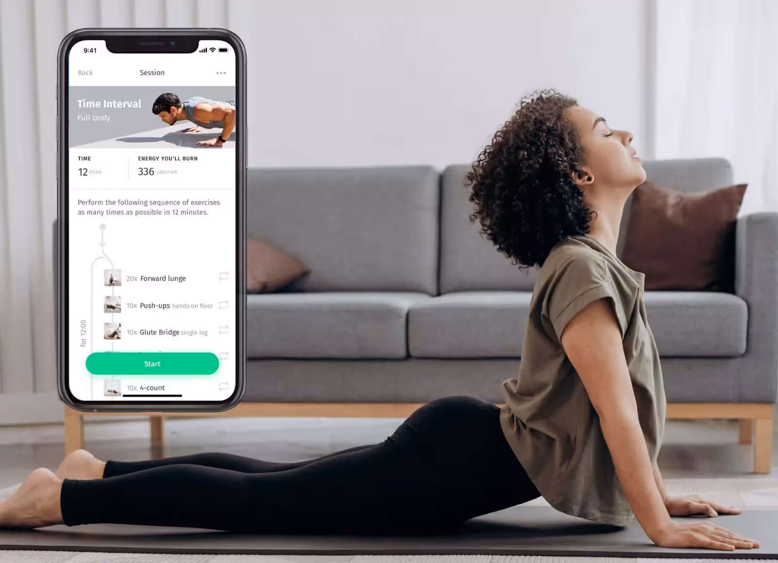 8Fit app and a person doing yoga