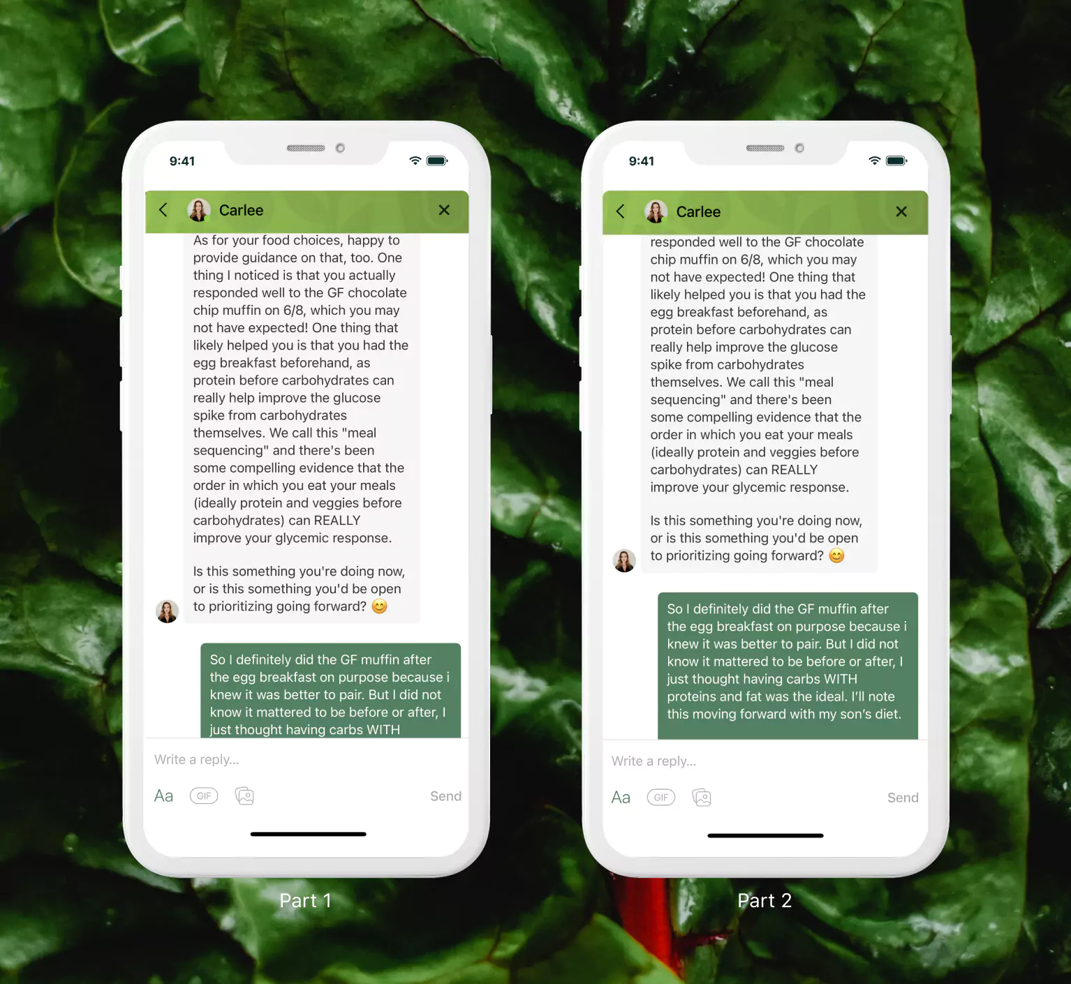 a dietitian answering questions in the Nutrisense app