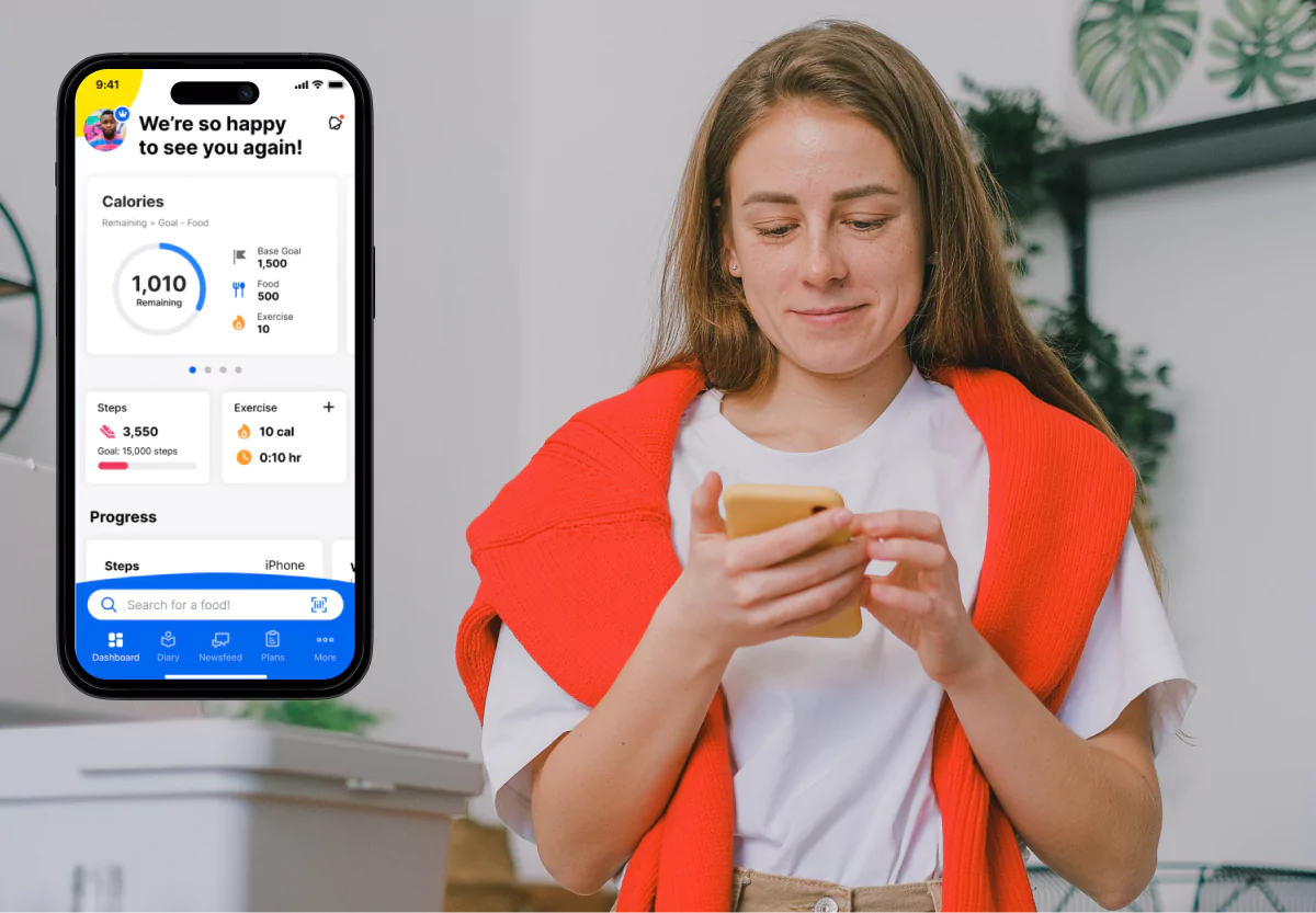 a girl using my fitness pal app