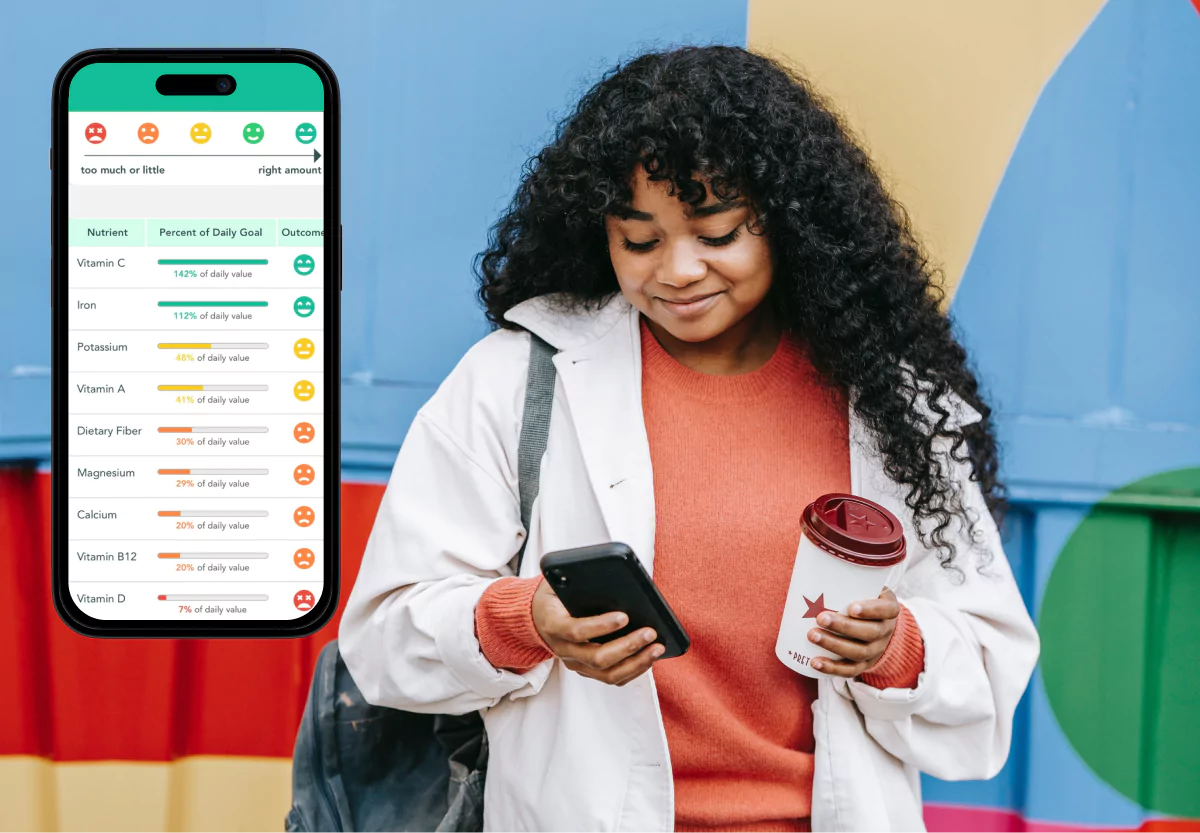 a girl using the carb manager app