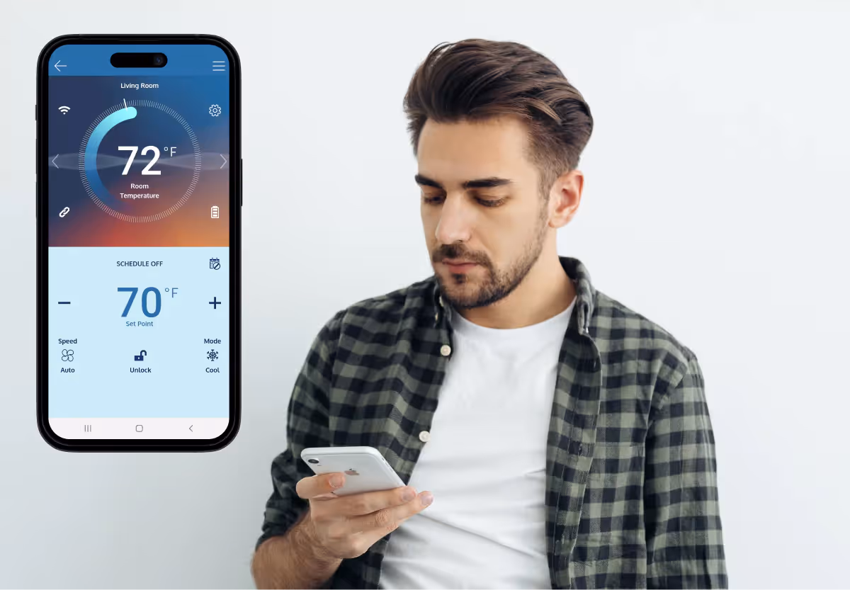 a man looking at the habitat app
