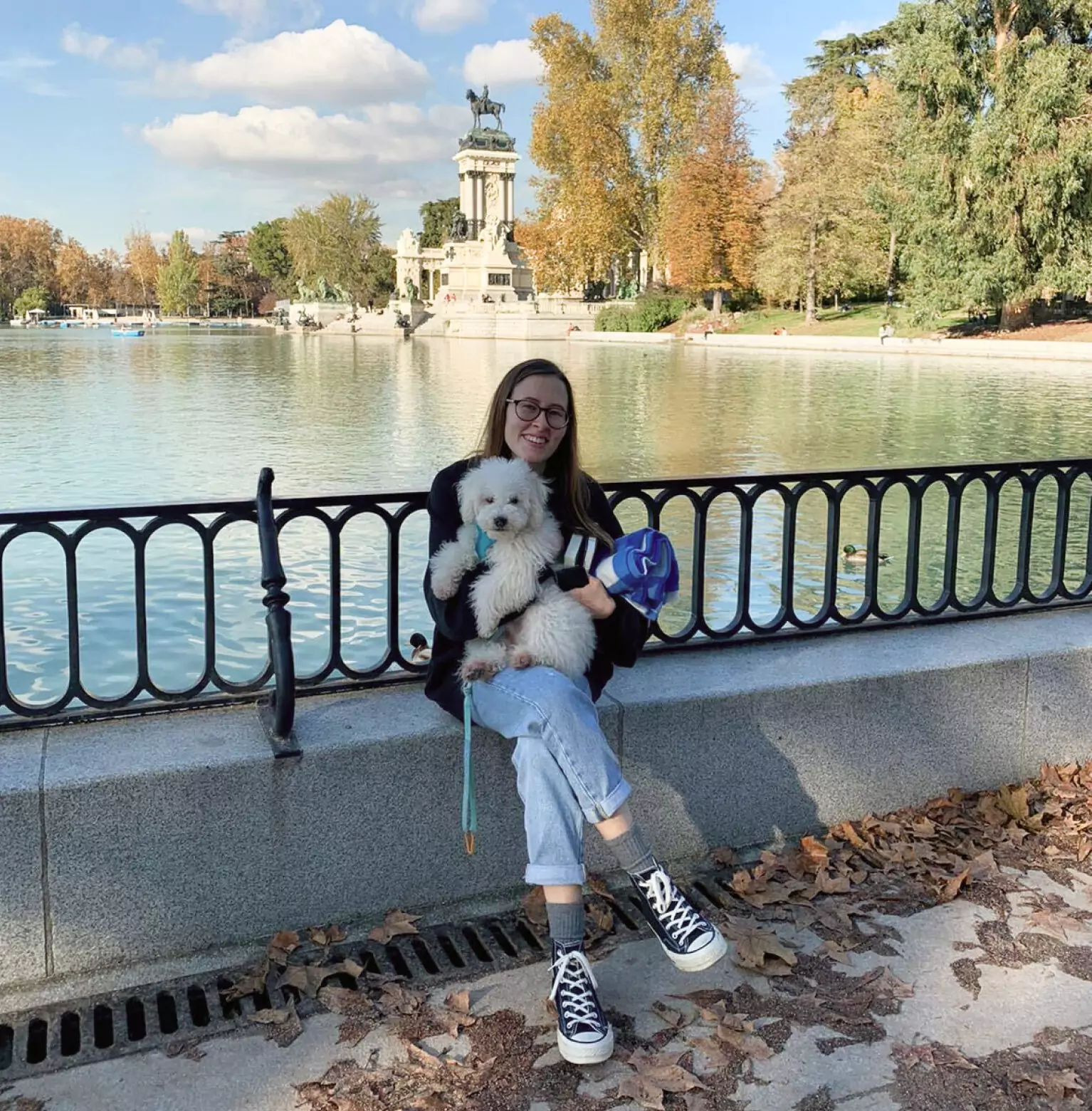 natalie in the park with her poodle