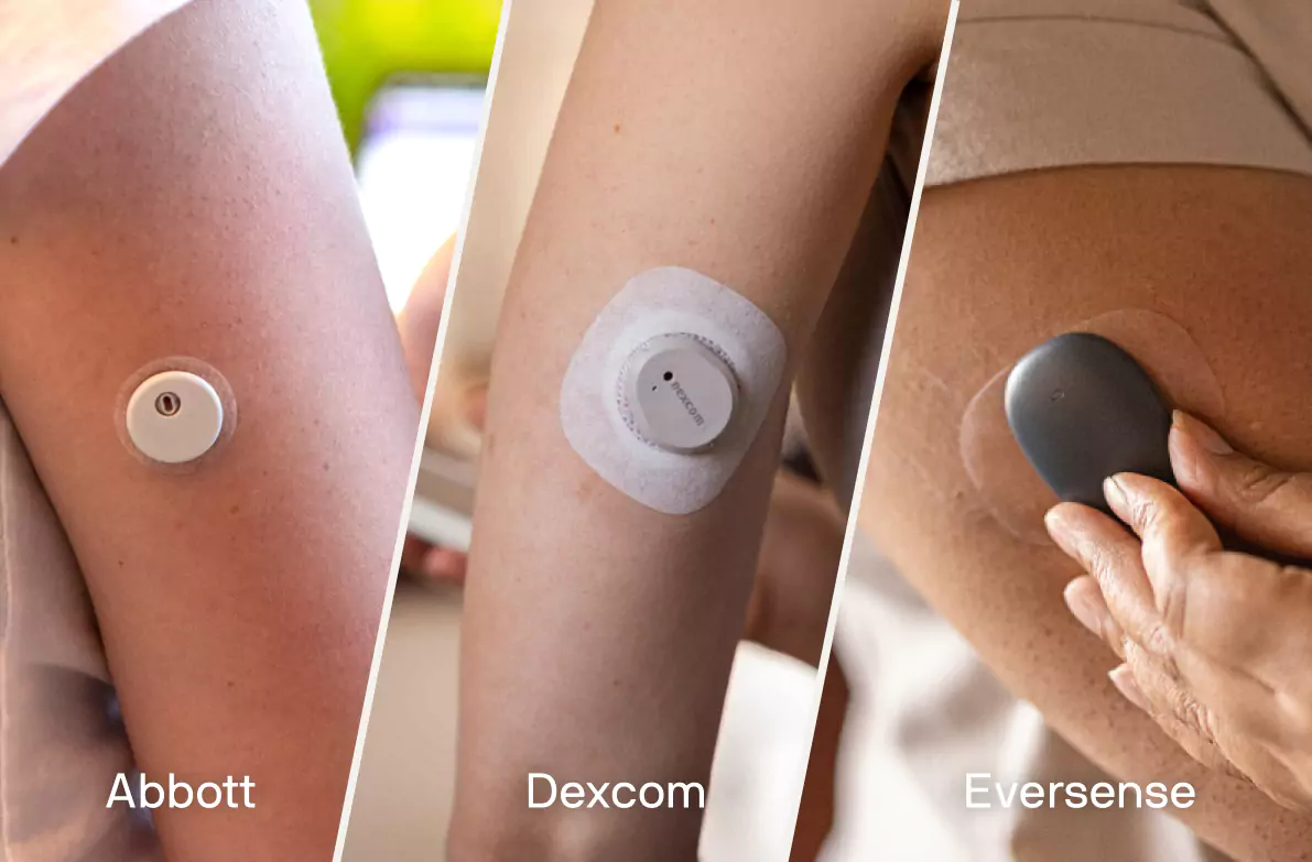 a person applying CGM sensor to their upper arm