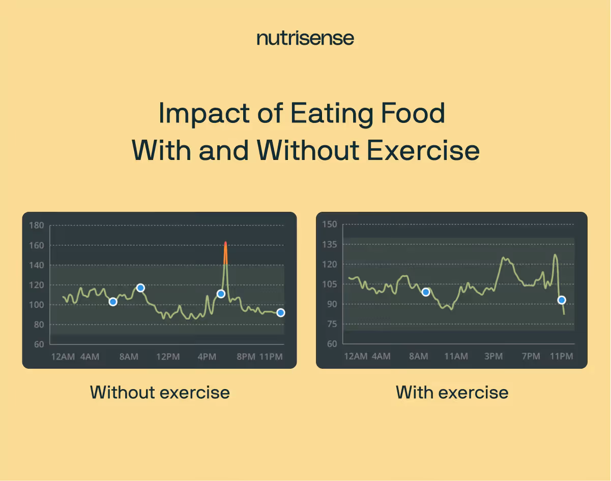 glucose graphs showing impact of exercise