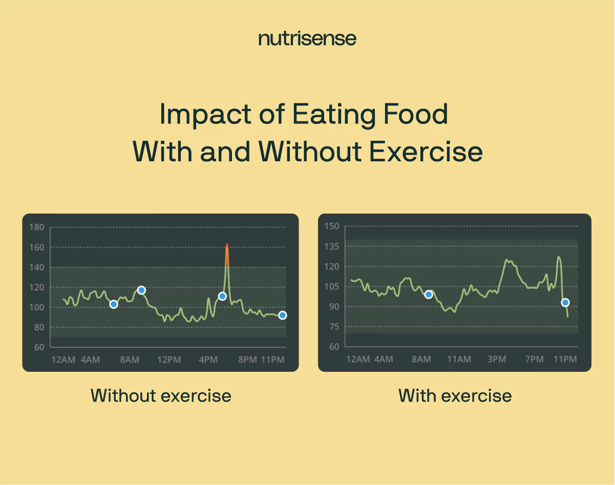 glucose graphs showing impact of exercise