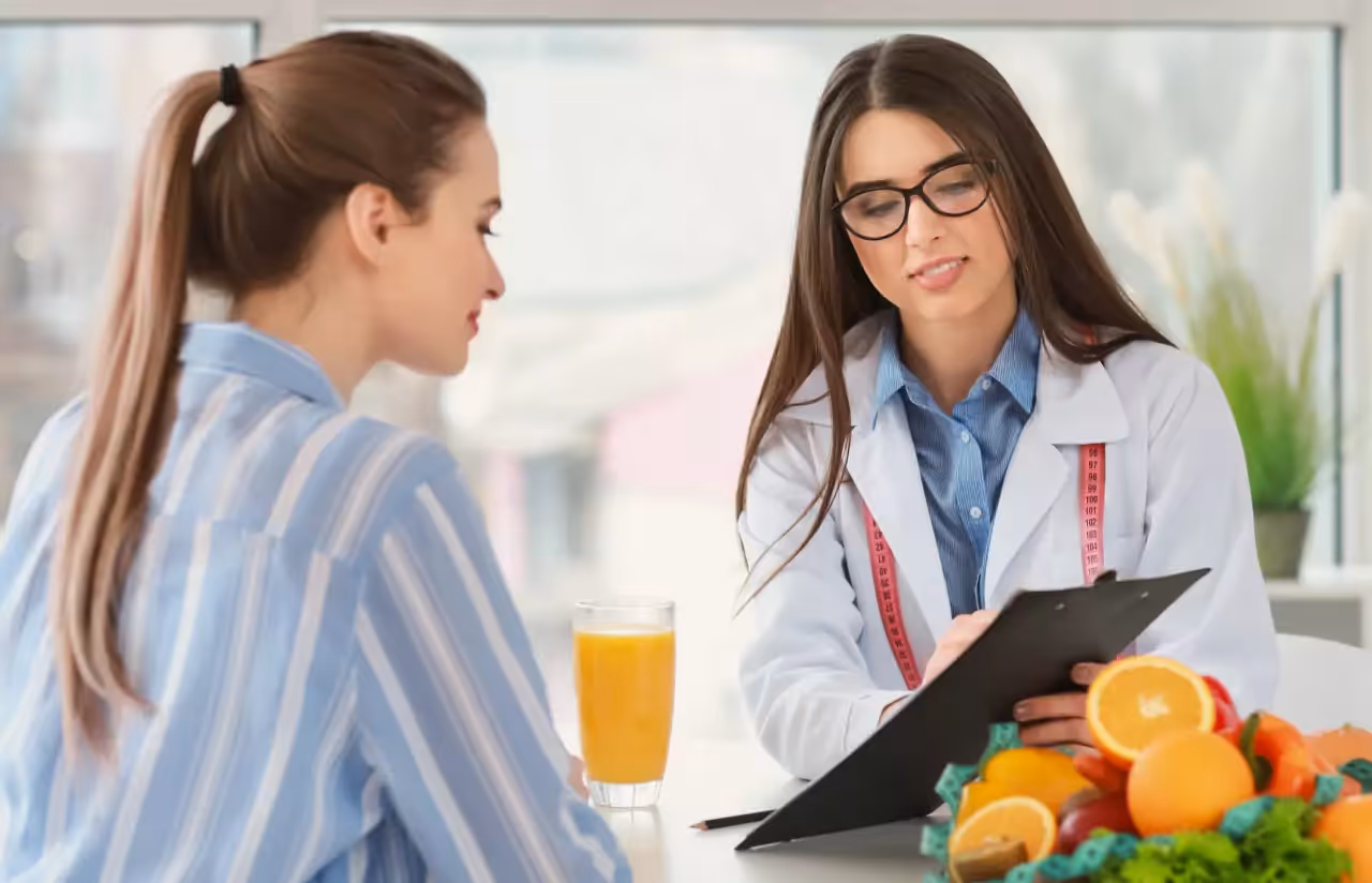 a person talking to a dietitian