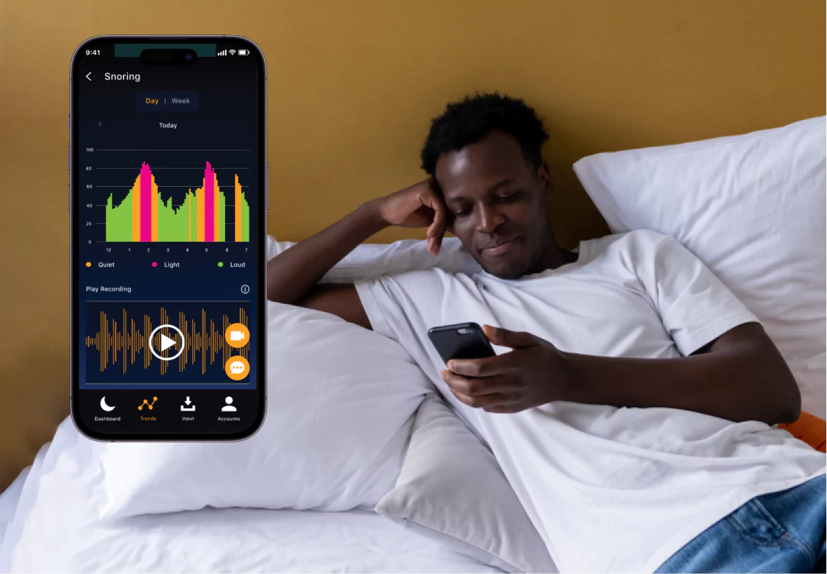 the Slumber app and someone looking at their graph