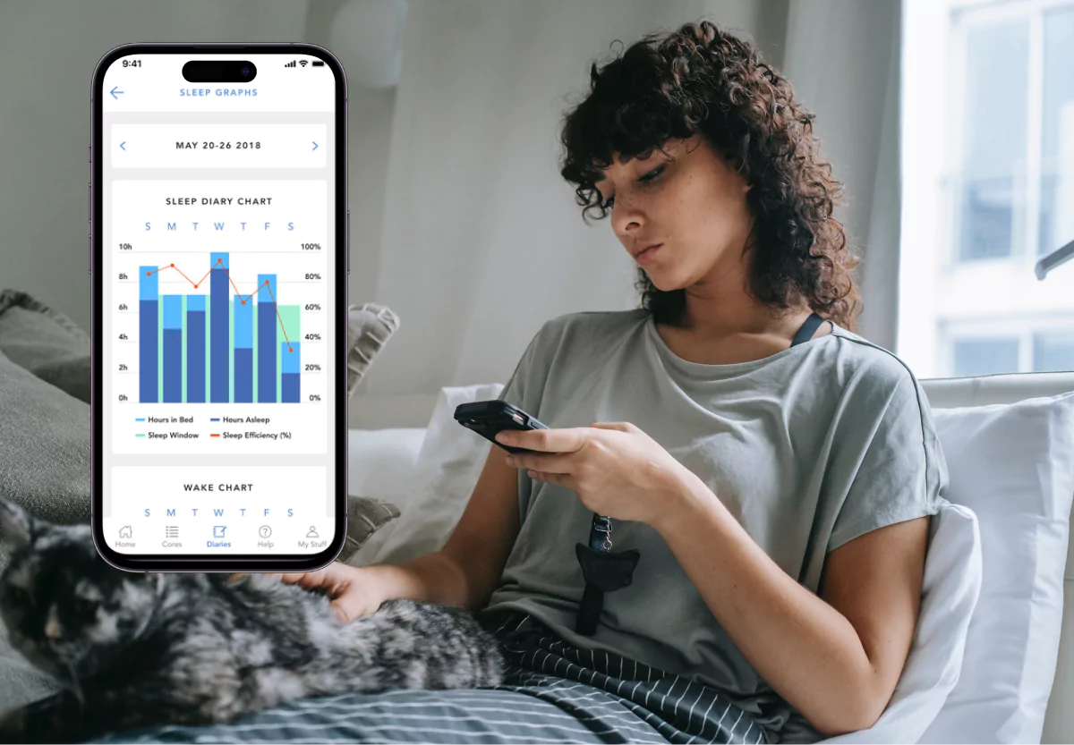 the Somryst app and someone looking at sleep data