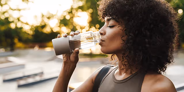 a person drinking water