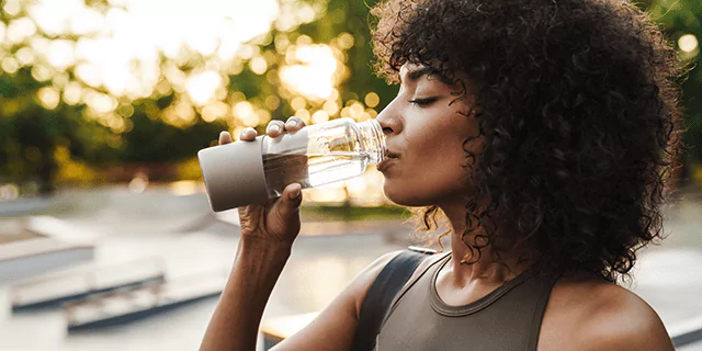 a person drinking water
