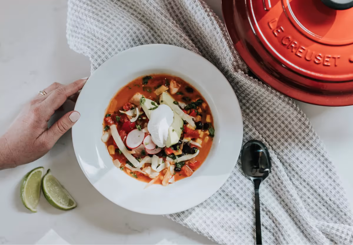 a bowl of soup in a good portion