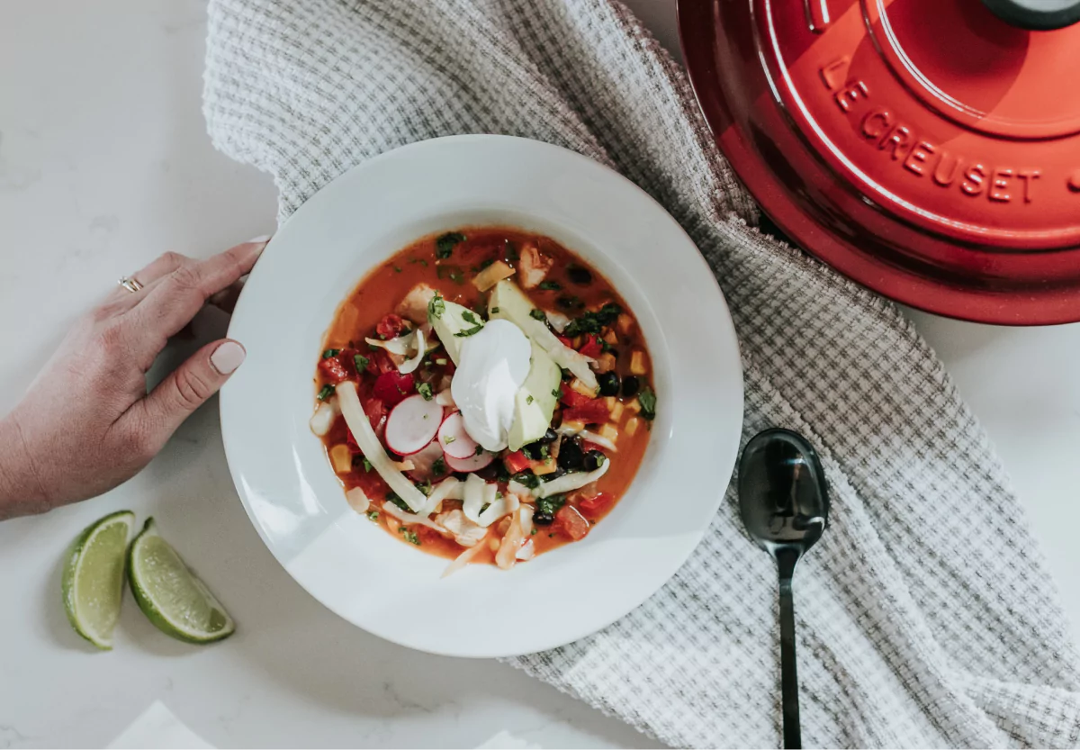 a bowl of soup in a good portion