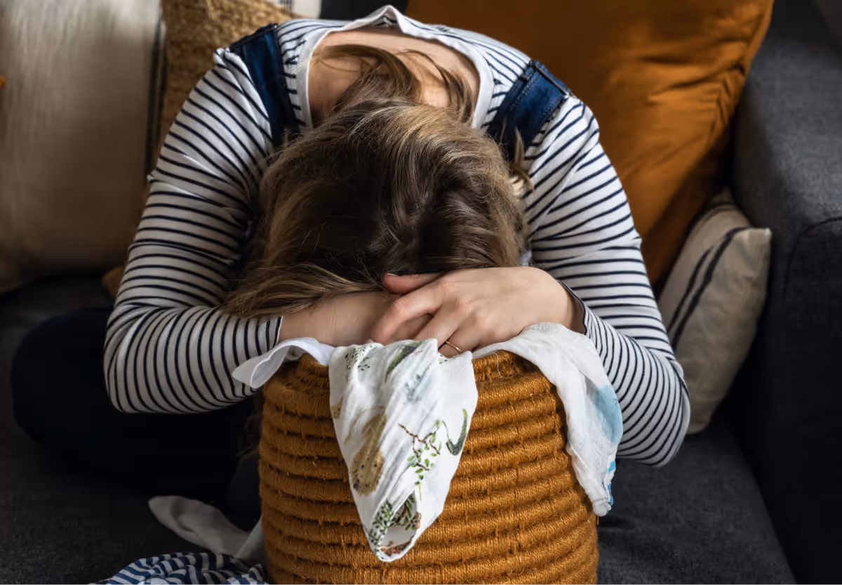 a girl feeling sick after eating