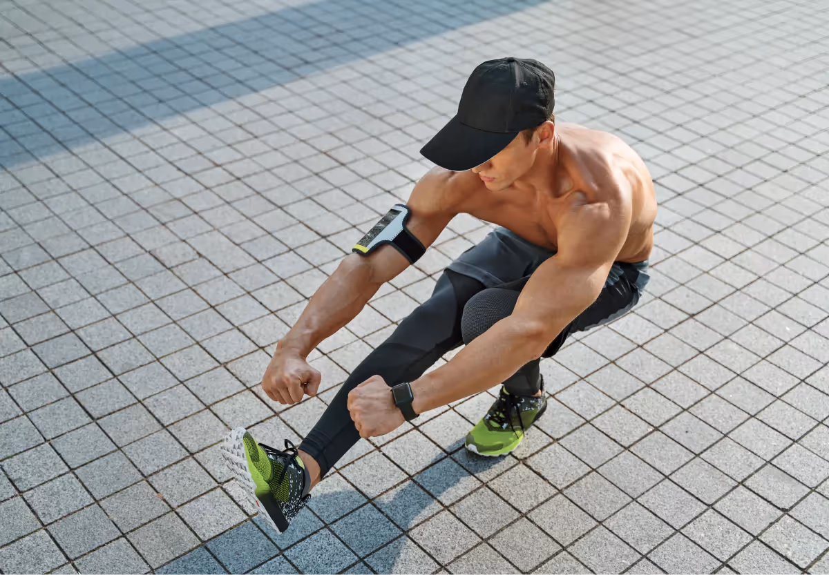 a man performing a pistol squat