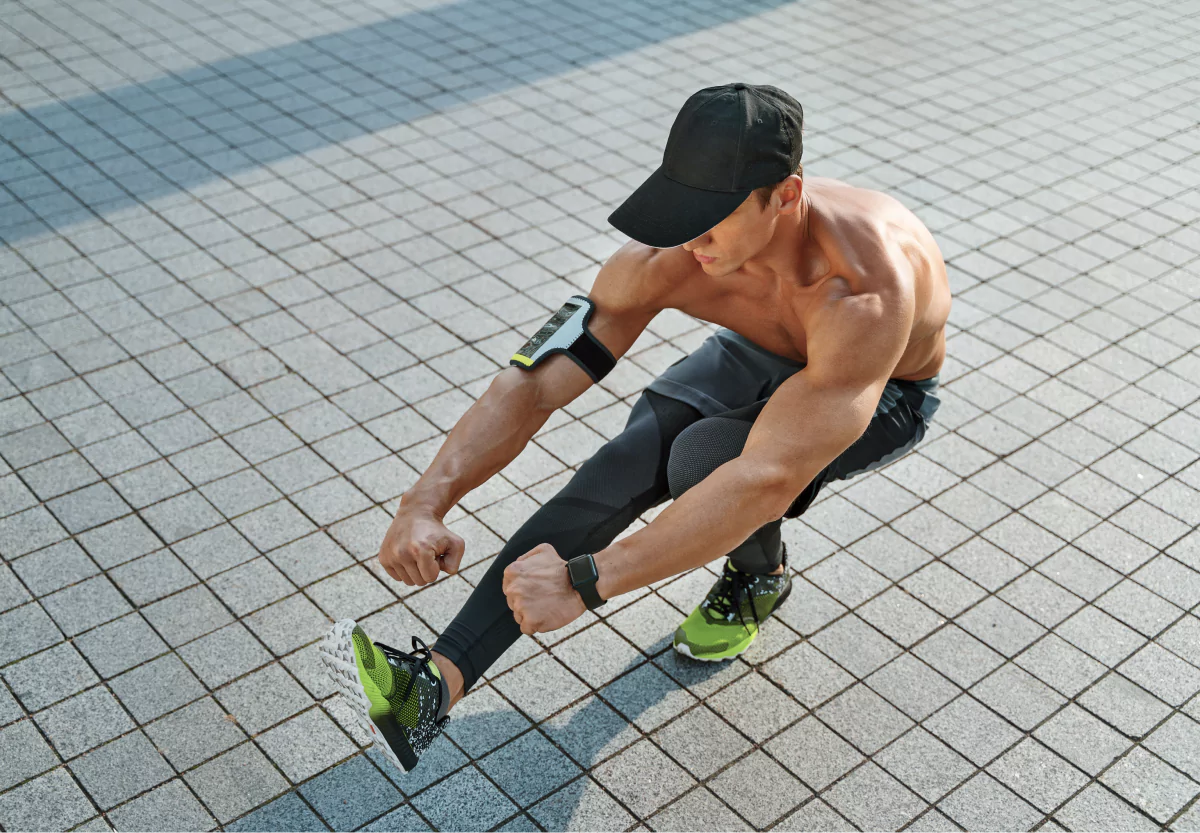 a man performing a pistol squat