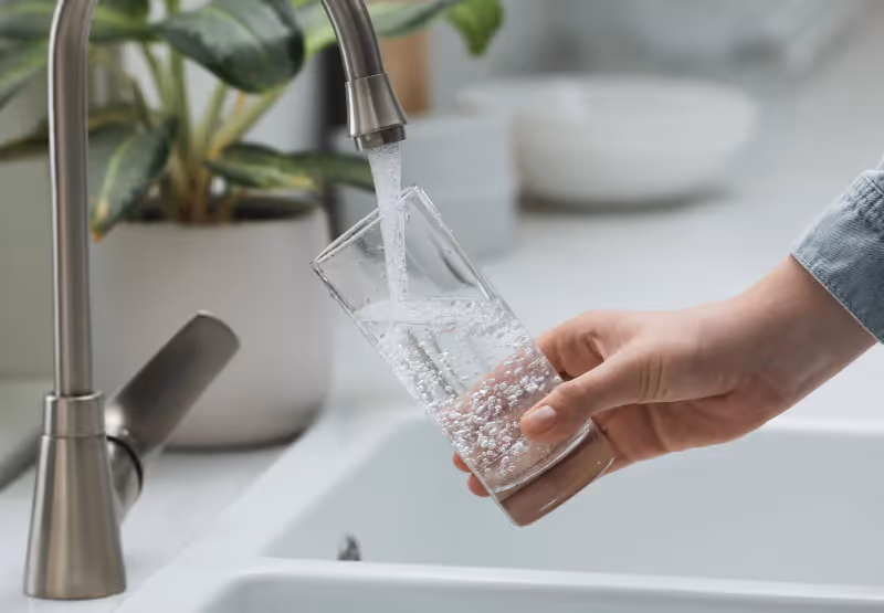 someone pouring a glass of water