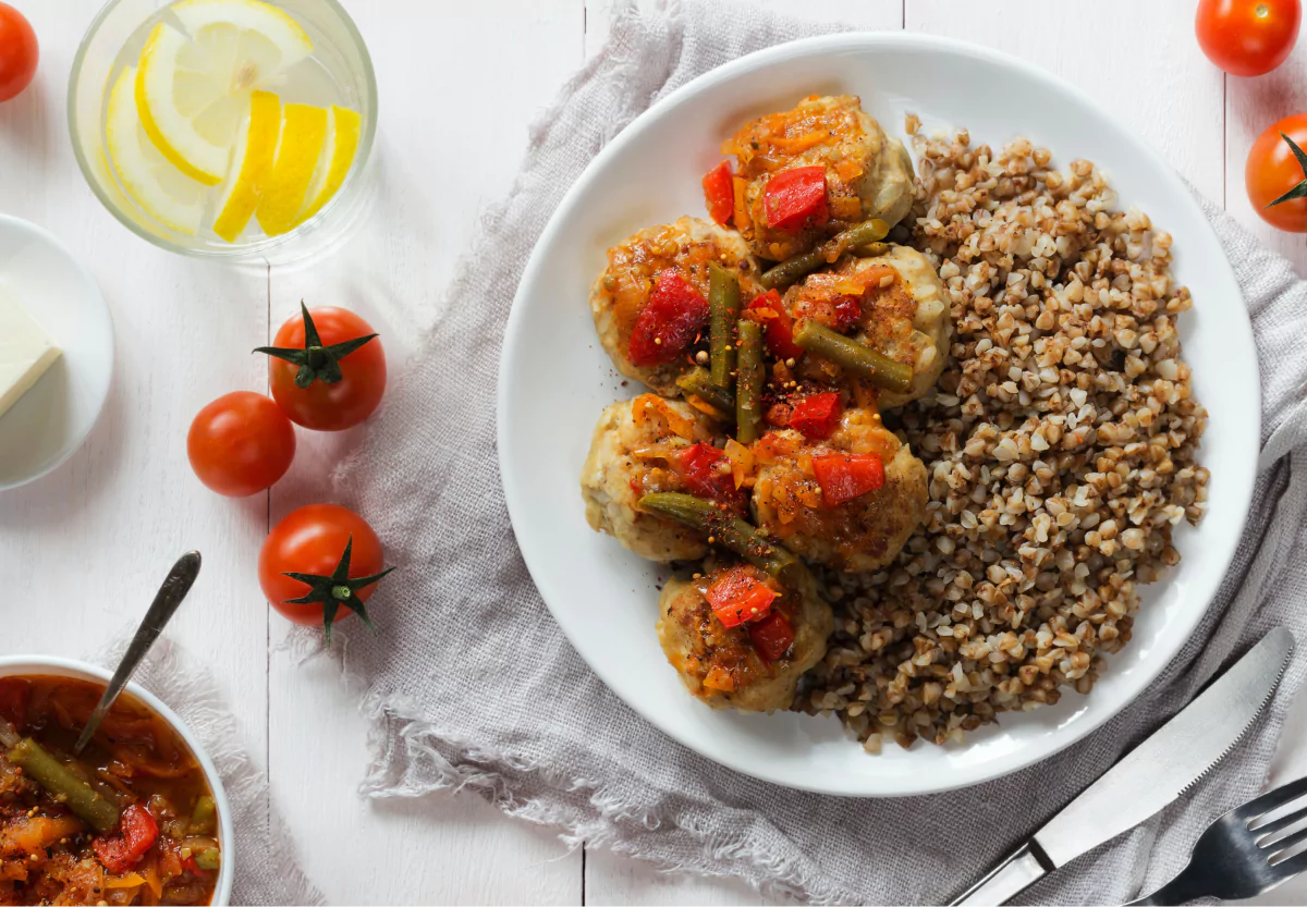 a plate of rice and veggies